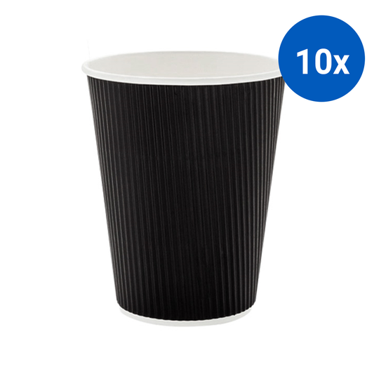 Livingstone Corrugated Paper Cup 237ml or 8oz Hot & Cold 25/Pack 500/Carton - Black x10