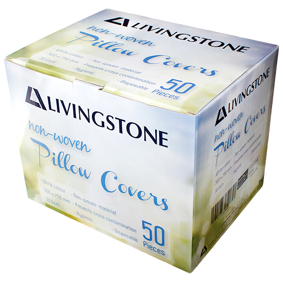 Livingstone Pillow Cover Case 30GSM 75x50cm SPP Nonwoven 50/Box - White x10