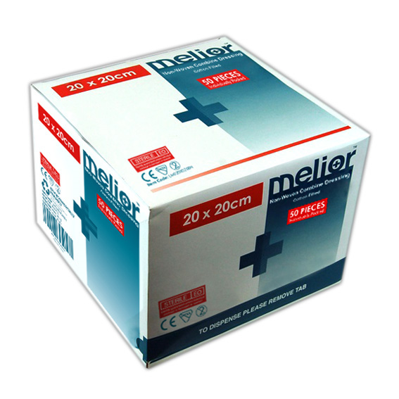 Melior Combine Dressing Pads 20x20cm Nonwoven Cotton Filled Sterile 1/Pack 50/Box - White x15