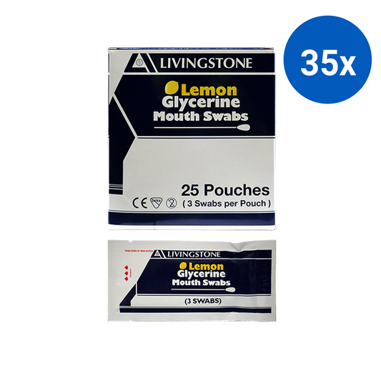 Livingstone Lemon Glycerine Mouth Swabs 3 Pcs/Sachet 25 Sachet/Box - Lemon x35