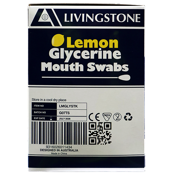 Livingstone Lemon Glycerine Mouth Swabs 3 Pcs/Sachet 25 Sachet/Box - Lemon x35