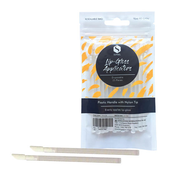 Sofeel Lip Gloss Applicators Large Nylon Tip 5mm Diameter 25/Pack - Clear Handle x130