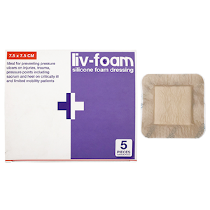 Livingstone Foam SelfAdherent Silicone Foam Wound Dressing with Breathable Waterproof Barrier 5/Box - Brown x20