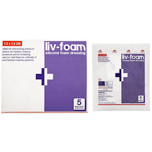 Livingstone Foam SelfAdherent Silicone Foam Wound Dressing with Breathable Waterproof Barrier 5/Box - Brown x20