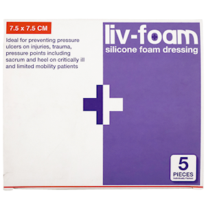 Livingstone Foam SelfAdherent Silicone Foam Wound Dressing with Breathable Waterproof Barrier 5/Box - Brown x20