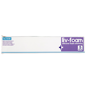 Livingstone Silicone Foam Dressing 10 x 10cm Self Adherent with Adhesive Border 5/Box - Brown x15