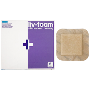 Livingstone Silicone Foam Dressing 10 x 10cm Self Adherent with Adhesive Border 5/Box - Brown x15