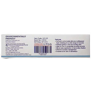 Livingstone Liv-Foam Silicone Foam Adherent Dressing 10 x 10cm Borderless 5 Pieces/Box - Brown x15