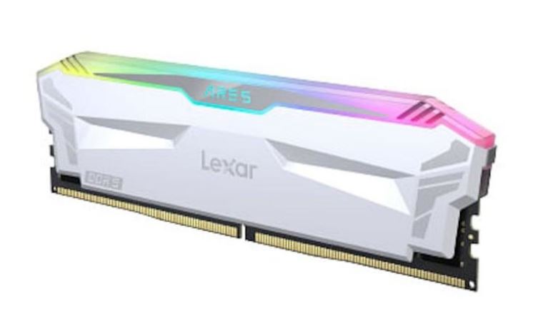 Lexar Ares U-DIMM DDR5 6400 32GB RGB Gaming Memory Kit with heatsink and RGB lighting - White
