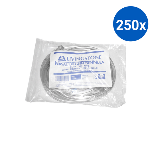 Livingstone Twin Nasal Oxygen Cannula Child Paediatric 2m Oxygen Tube - White x250
