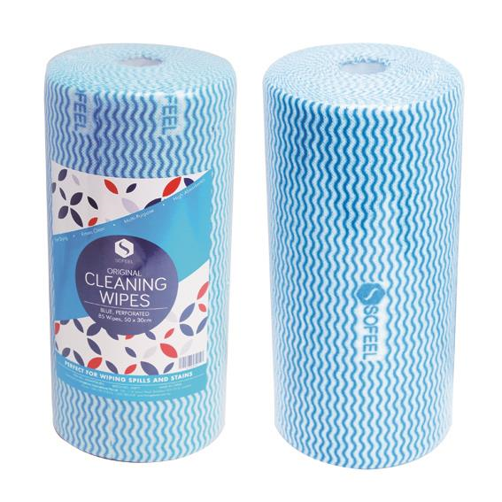Sofeel Original Microfibre Heavy Duty Super Cleaning Wipes 30cm HACCP 85/Roll 6/Carton - Blue x5