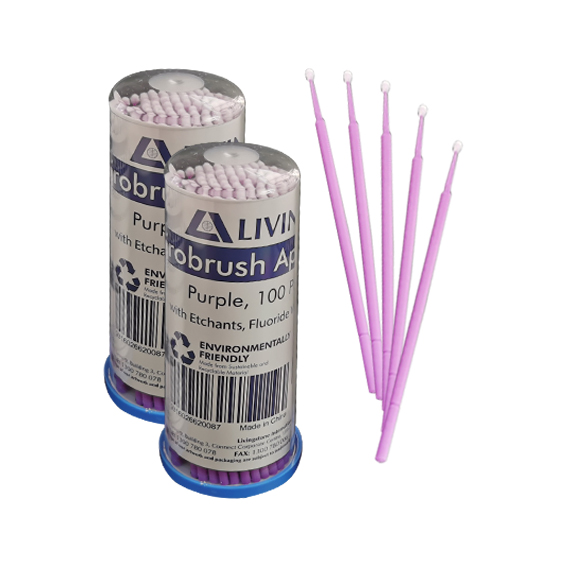 Livingstone Microbrush Applicator Brush 100/Vial - Purple x40