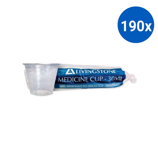 Livingstone Medicine Medication Measure Cup 30ml Recyclable Polypropylene Graduated 100/Bag - Clear x190