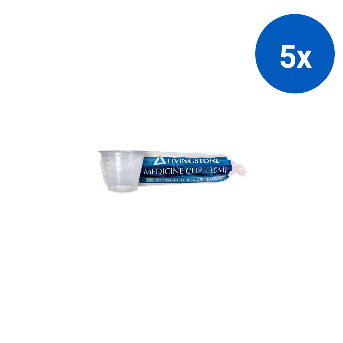 Livingstone Medicine Medication Measure Cup 30ml PP Grad 100/Bag 5000/Carton - Clear x5