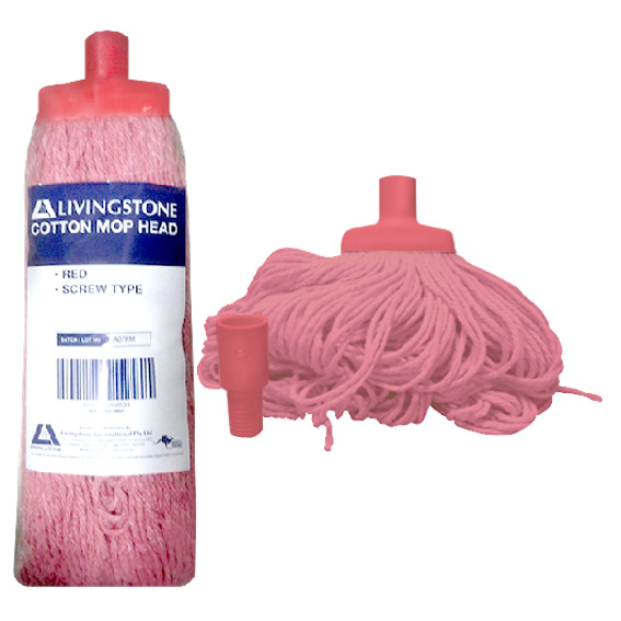 Livingstone Cotton Mop Head 500g 22mm Screw Type - Red x25