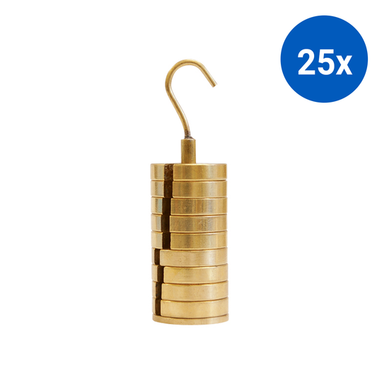 Slotted Mass Weight Brass On Carrier 9x 10 Grams 4.5mm Core Diameter 100 Grams Set - Gold x25