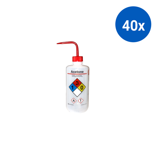 Livingstone Wash Bottle 500ml Labelled Acetone Recyclable LDPE - White x40