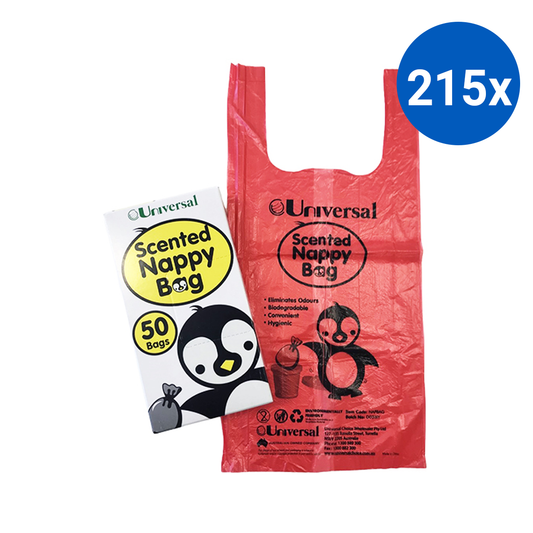 Universal Nappy Bags 34 x 16cm 100% Biodegradable HPDE Baby Powder Scent 50/Pack - Orange x215