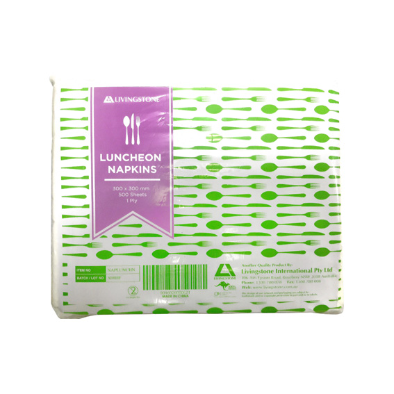 Livingstone Luncheon Serviette Napkins 1-Ply 30 x 30cm 720g 500/Pack - White x75