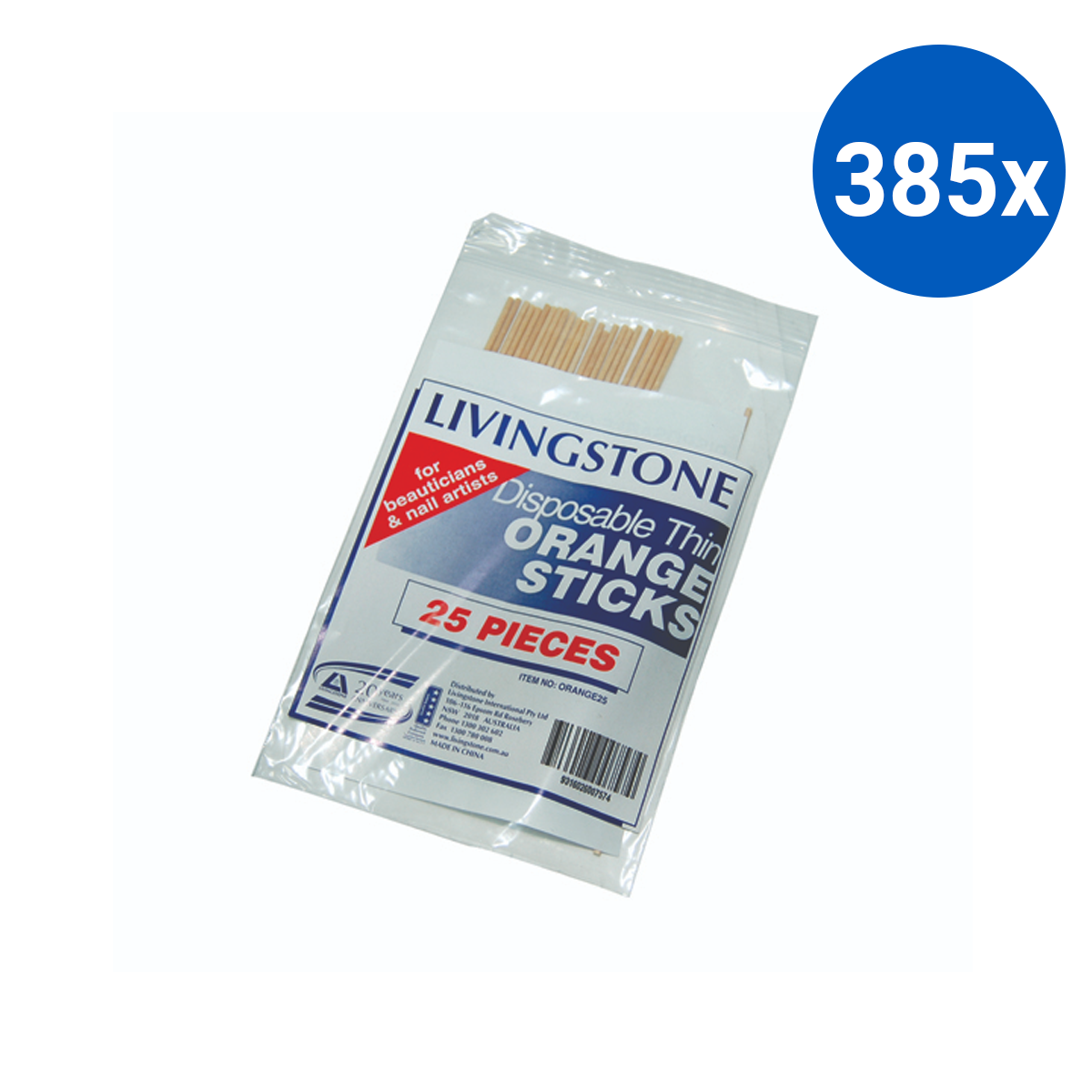 Livingstone Wooden Applicator Orange Craft Stick 150mm Length 2.2mm Diameter 25/Bag - Brown x385