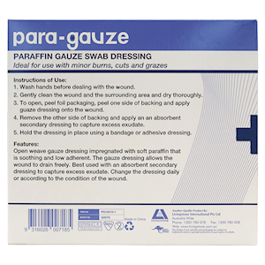 Livingstone Paraffin Gauze Swab Dressings 10x10 cm Sterile Single Pack 10/Box - White x60