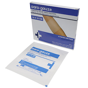 Livingstone Paraffin Gauze Swab Dressings 10x10 cm Sterile Single Pack 10/Box - White x60