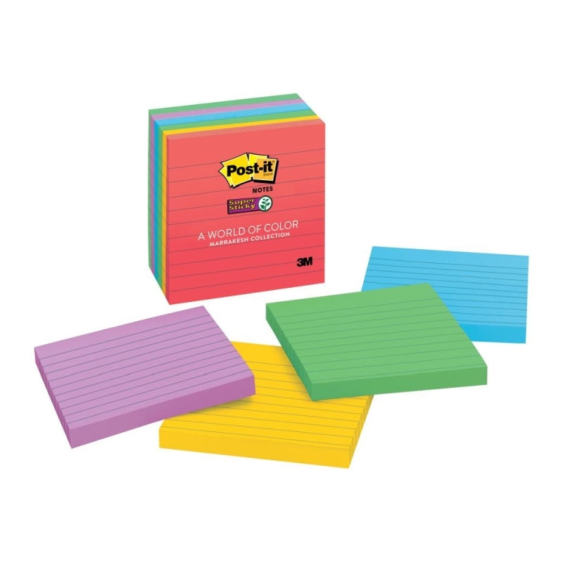 Post‑It Super Sticky Lined Notes Marrakesh 101 x 101mm 6‑Pack