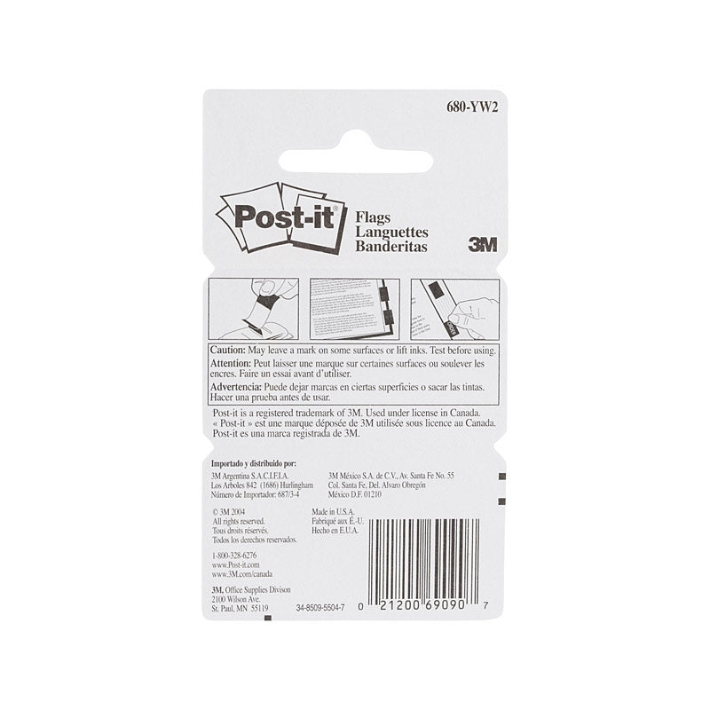 Post‑It Flags Yellow 25 x 43mm 2‑Pack Box of 6