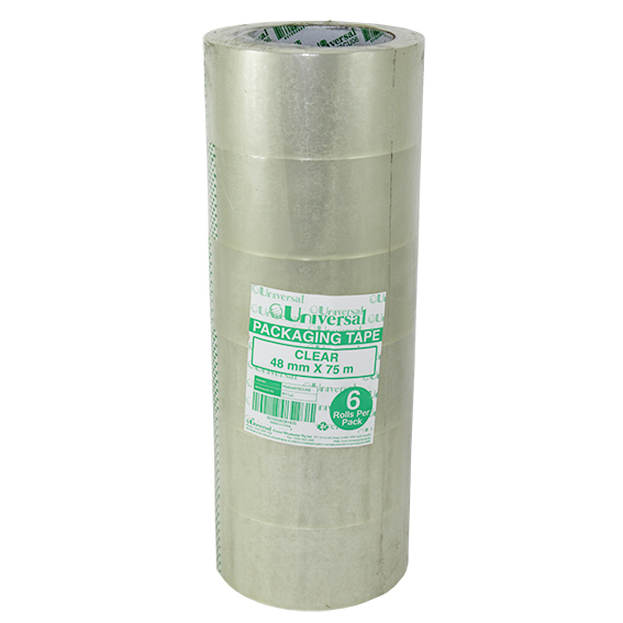 Universal Acrylic Packaging Tape 48mm x 75m 6/Pack - Clear x40