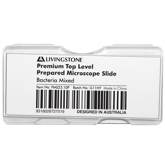 Livingstone Premium Top Level Prepared Slide Bacteria Mixed - Clear x25