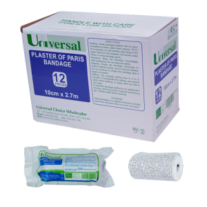 Universal Choice Plaster of Paris Cast Bandage Fast Setting 10cm x 2.7m 12 Pieces/Box - White x10