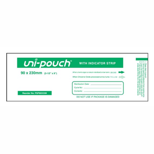 Uni-Pouch Sterilisation Pouch with Colour Change Indicator 90 x 230mm 200/Box - White x35