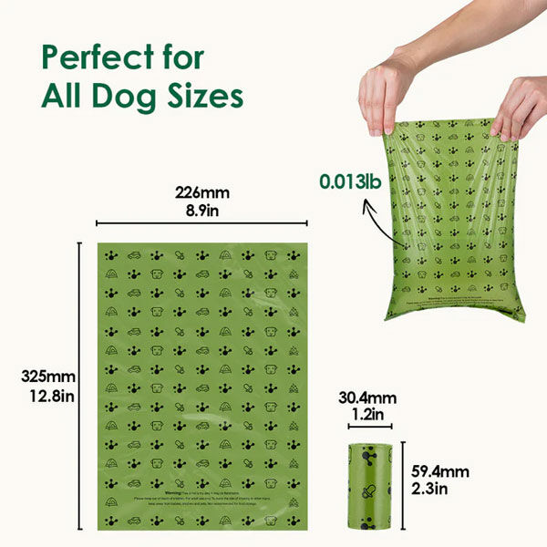 PawView Leak-Proof Bags 8 Rolls - Green