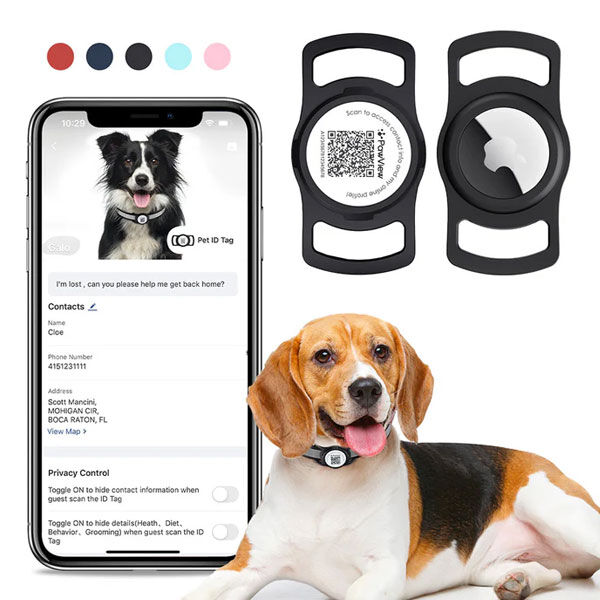 PawView AirTag Silicone Anti-Loss Protective Case - Black