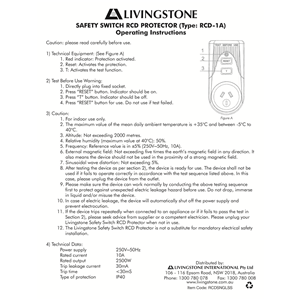 Livingstone RCD Residual Current Device Safety Switch 10A - Orange x15