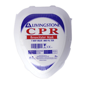 Livingstone CPR Cardio Pulmonary Resuscitation Mask 1 Way Valve and Filter Pocket Size Foldable - Clear x30