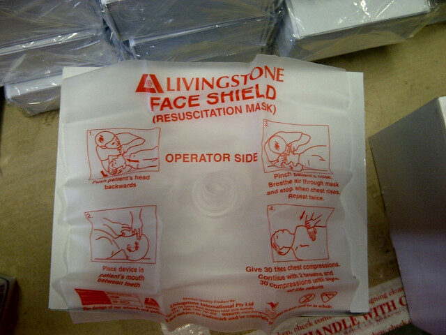 Livingstone Resuscitation CPR Barrier Face Shield with Non Return Valve Mouthpiece - White x105