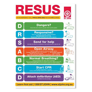 St John Resuscitation Chart 59.4 x 42cm A2 Size A Guide to CPR Resuscitation and Basic First Aid Procedures x50