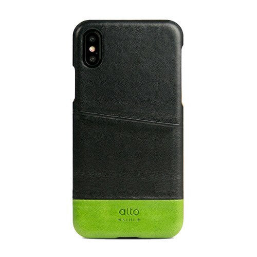 Alto Metro Leather Case iPhone X/Xs - Raven/Lime