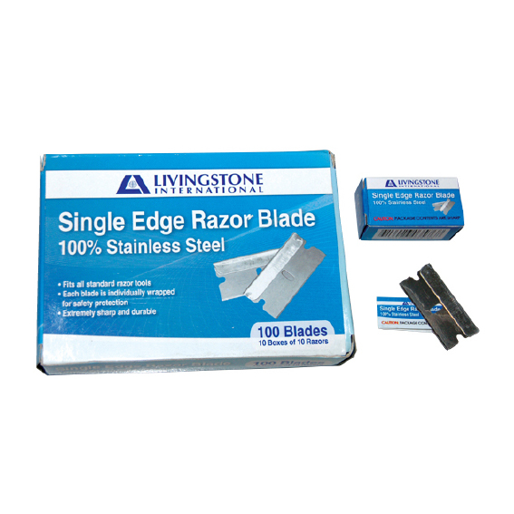 Livingstone Single Edge Razor Blades 100% Stainless Steel 10 Blades/Pack - Silver x110