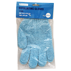 Sofeel Exfoliating Massage Gloves Nylon Fits All Sizes 2/Pack - Blue x80