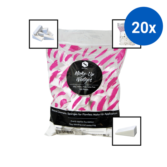 Sofeel Natural Cosmetic Makeup Sponges Thick Latex Free Wedge Shape 100/Bag - Silky White x20
