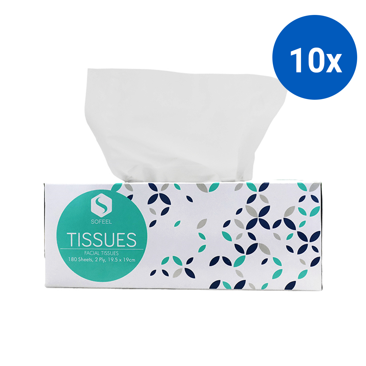 Sofeel Executive Facial Tissues 2-Ply 19.5 x 19cm 180 Sheets/Box, 36 Boxes/Carton - White x10