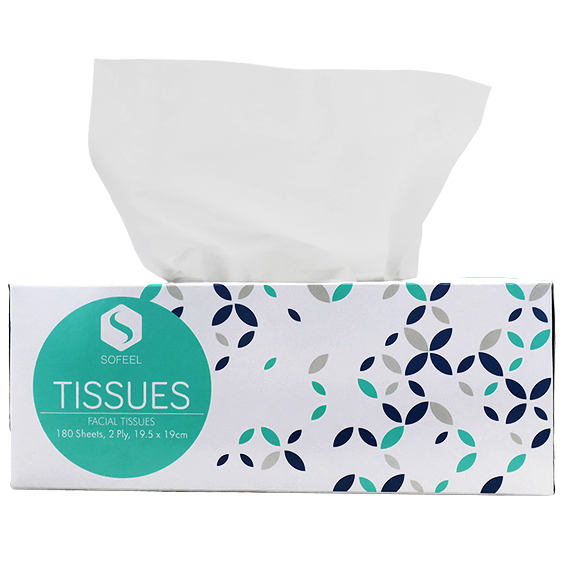 Sofeel Executive Facial Tissues 2-Ply 19.5 x 19cm 180 Sheets/Box, 36 Boxes/Carton - White x10