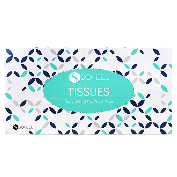 Sofeel Executive Facial Tissues 2-Ply 19.5 x 19cm 180 Sheets/Box, 36 Boxes/Carton - White x10