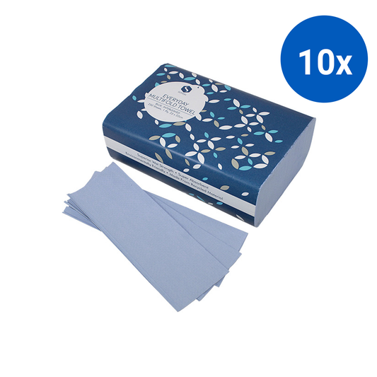 Sofeel Multifold Paper Towel 1-Ply 23 x 22cm 250 Sheets/Pack 3000/Carton - Blue x10