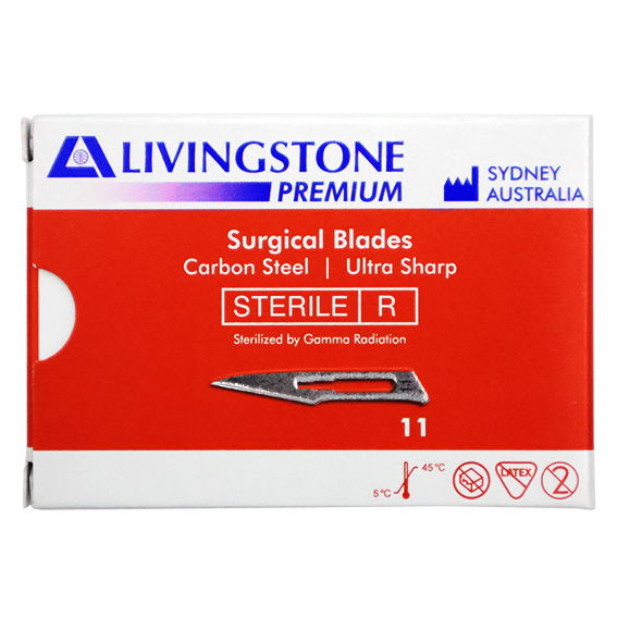 Livingstone Premium Surgical Scalpel Blade Size 11 Sterile 100 Pcs/Box - Silver x15