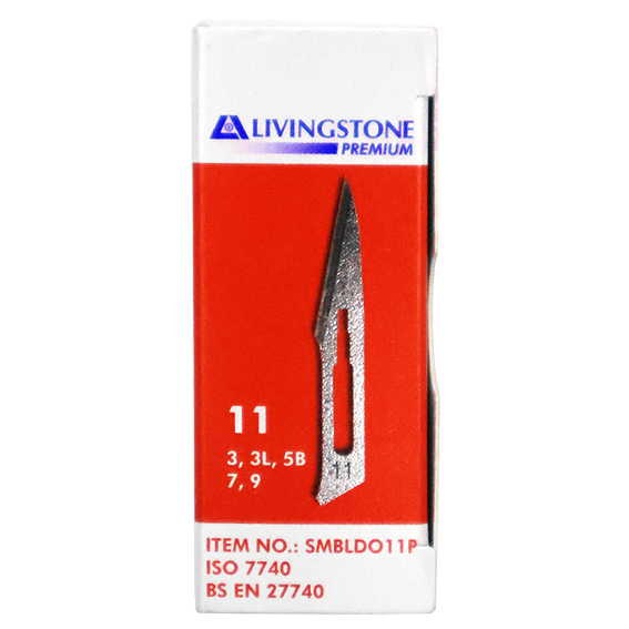 Livingstone Premium Surgical Scalpel Blade Size 11 Sterile 100 Pcs/Box - Silver x15