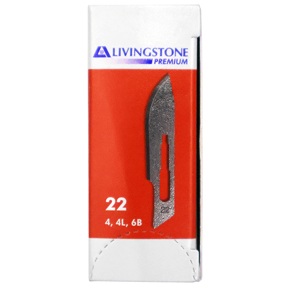 Livingstone Premium Surgical Scalpel Blade Carbon Steel Size 22 Sterile 100/Box - Silver x15