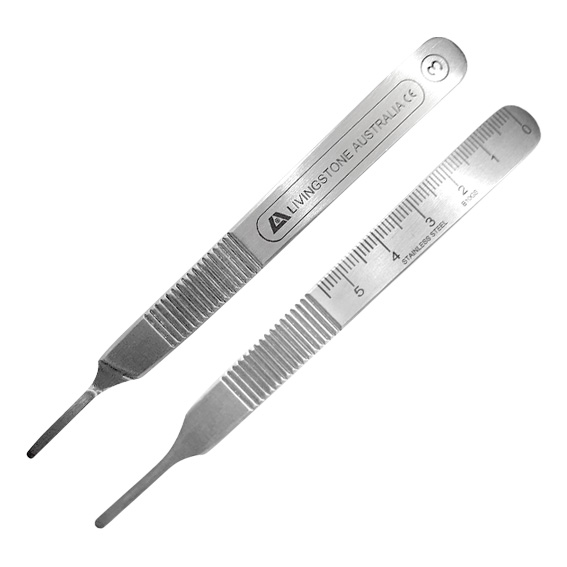 Scalpel Blade Handle Stainless Steel No. 3 Graduated Fits Blades 6-16 - Silver x35